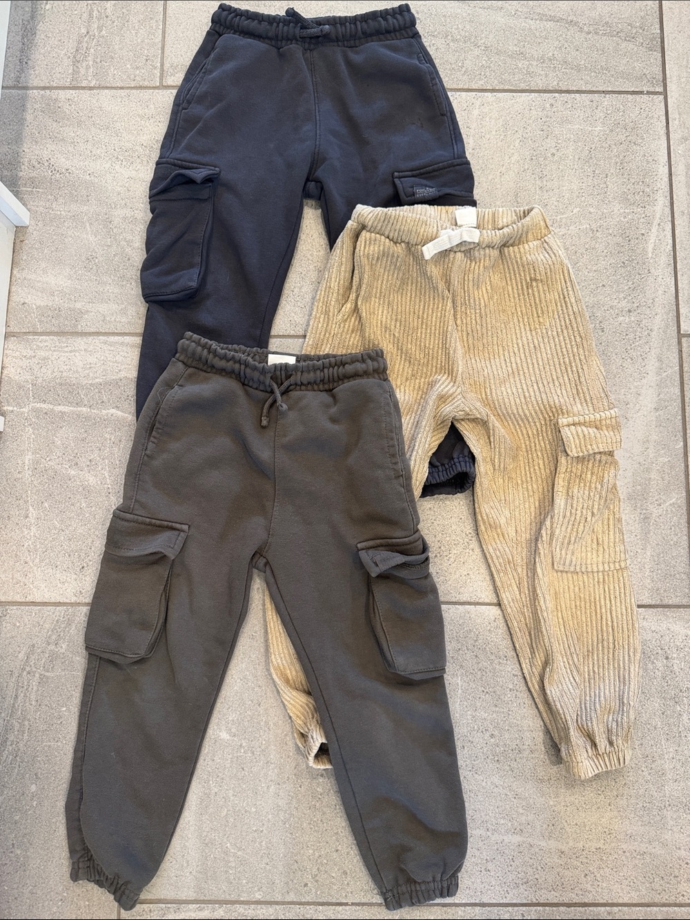 Zara Boys Cargo Pants Set in Charcoal, Khaki and Beige, Sz 4-5Y